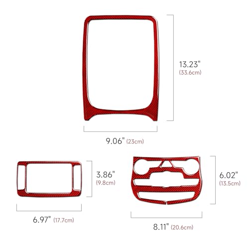 Car Center A/C Outlet Panel Decals for 2014-2017 Dodge Durango Accessories Carbon Fiber Interior Stickers, Red - color: Center a/C Outlet Panel