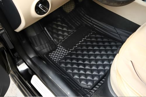 Universal Trim-to-Fit Car Floor Mats for Cars Trucks SUVs Rubber Non-Slip Waterproof All Weather Protection Floor Liner-Black - color: Black
