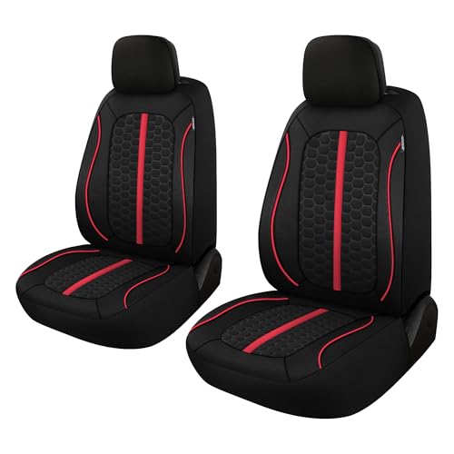 Breathable Premium Car Seat Covers Front Set，3D Air-Mesh Seat Covers for Cars，Comfortable Safety Airbag Compatible，Universal for Most Cars Sedan Truck SUV(Black/Red) - color: Black/Red, size: Front Set