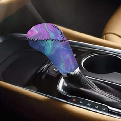 Abstract Print Gear Shift Knob Cover Set, Soft Cheetah with Handbrake Cover, Universal Accessories for Truck SUV - color: Abstract - Purple and Blue