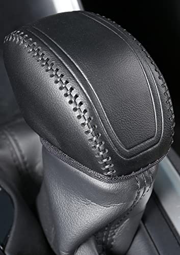 for Toyota RAV4 2019-2025 Gear Shift Knob Cover, Genuine Leather Interior Protective Gear Shift Trim for Toyota Highlander 2020-2026 - Black Trim - color: Leather Black trim