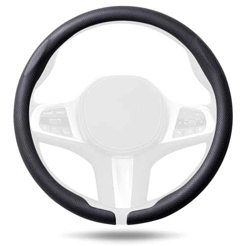 Aimato Car Steering Wheel Cover, Ultra-Thin Car Steering Wheel Cover,Comfortable & Breathable Microfiber,Universal Fit for Most Cars, Nappa Black - color: Nappa Black