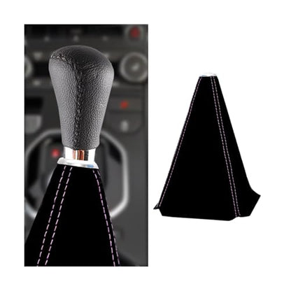 BESULEN Car Shift Boot Cover, Suede Leather Shift Knob Boot Dust Cover, Manual/Auto Shifter Boot Sleeve Replacement, Handbrake Gaiter Boot Dust Cover Car Interior Accessories - color: Black/Purple