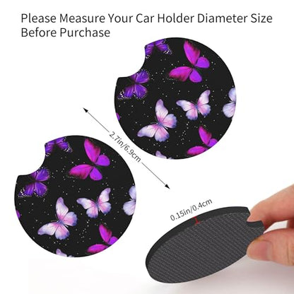 Butterfly Purple Steering Wheel Cover - Butterflys Steering Wheel Cover for Women Purple Butterfly Cute Fashion Car Accessories Anti-Slip Breathable Universal14-15 2 Pieces Car Coasters - color: Purple Butterfly-3
