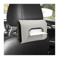 Car Tissue Holder, Premium Leather Rectangular Napkin Case Backseat Tissue Organizer, Classic Style Auto Headrest Storage Box Cover for Regular Size Tissues, Car Accessories (Gray)