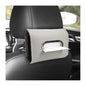 Car Tissue Holder, Premium Leather Rectangular Napkin Case Backseat Tissue Organizer, Classic Style Auto Headrest Storage Box Cover for Regular Size Tissues, Car Accessories (Gray)