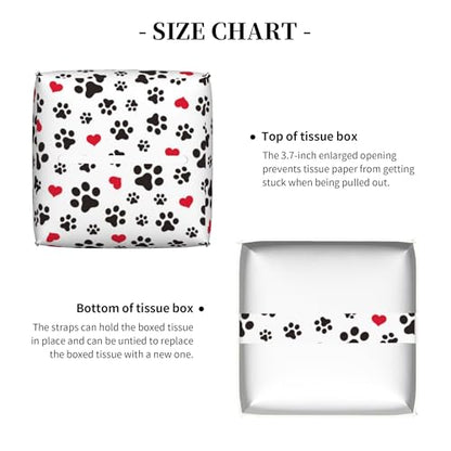 Dog Paw Cat Paw Heart Love Tissue Box Cover Square, Animal Puppy Footprints Tissue Box Holder Waterproof Leather Facial Paper Organizer Dispenser for Bathroom Home Car Nightstand Vanity Desk - color: Color-18