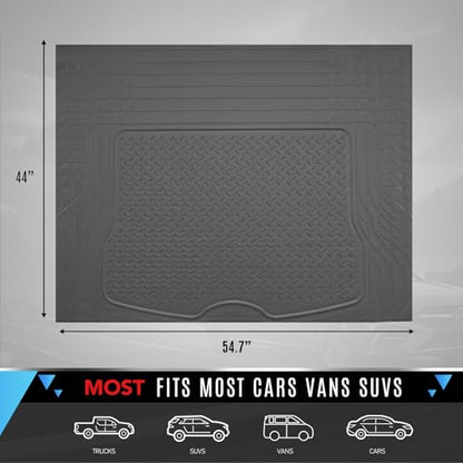 PIC AUTO Heavy Duty Cargo Liner, Trimmable All-Weather Rubber Trunk Mat for Cars, SUVs, Vans & Trucks, Anti-Slip Backing, Durable Protection, Large, Gray - color: Gray
