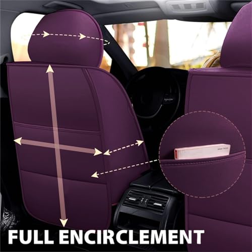 SanQing Car Seat Covers Full Set, Super Luxurious Heavy Universal Duty Waterproof Leather Automotive Vehicle Cover for Cars SUV Pick-up Truck, Non-Slip Seat Purple Car Accessories(Full Set/Purple)