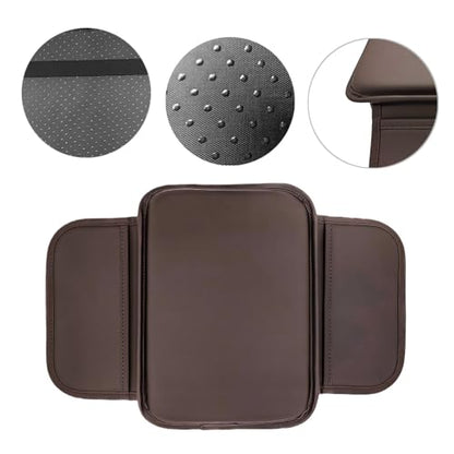 Car Armrest Box Mat, Car Center Console Cover, Arm Rest Cover for Car, Car Console Covers, Wear-Resistant and Durable, Soft and Comfortable, Suitable for Most Cars (Brown) - color: Brown