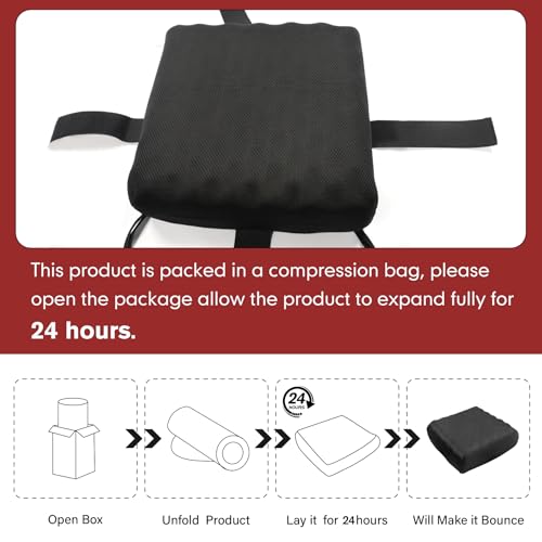 Rollator Walker Seat Cushion 12x12x3.5 Inch Support Pad with Breathable Mesh Cover, Adjustable Straps for Secure Fit(Black)