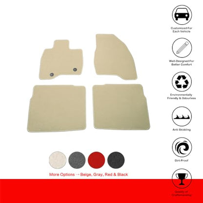 IKON MOTORSPORTS, Floor Mats Compatible with 2015-2019 Ford Explorer, Beige Nylon Front & Rear Row Liners Carpet 4PCS Full Set, 2016 2017 2018