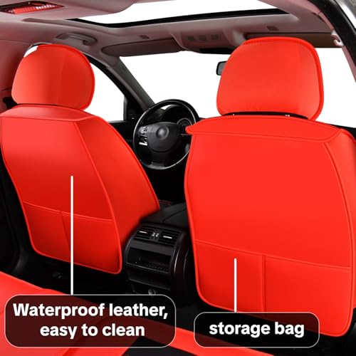 Red Car Seat Covers for Suvs, Sedans, and Pickup Trucks Protect and Upgrade Your Vehicle's Interior Waterproof Leather 5-Piece Complete Set Compatible with Airbags Easy to Install and Clean - color: Red & Black