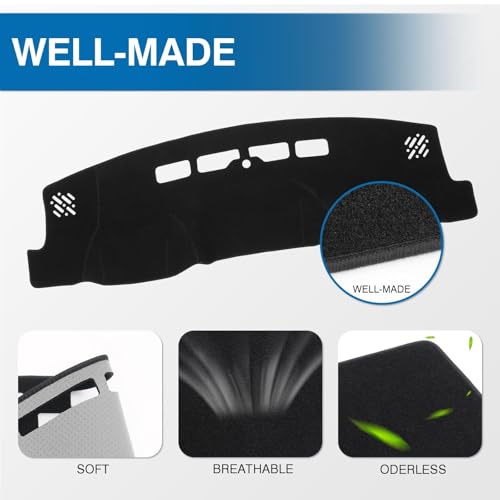 KUST Dash Cover for 2014-2018 Chevy Silverado/GMC Sierra 1500,2015-2019 Chevrolet Silverado/GMC Sierra 2500HD 3500HD (NOT Covering the Speaker Holes) Dashboard Cover Polyester Non-Slip Black - size: Silverado 14-18(Black)