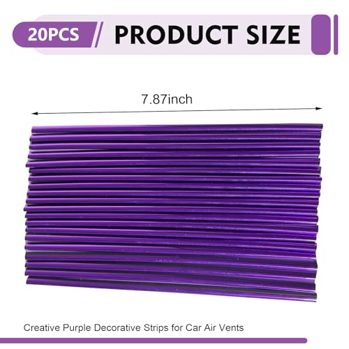 20PCS Car Vent Outlet Trim, Waterproof Car Air Conditioner Decoration Strip for Vent Outlet, Flexible Bendable Auto Air Conditioning Vents Decorative Strip, Universal for Most Vehicles(Purple)