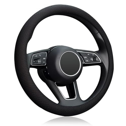 ZHOL Steering Wheel Cover Universal 15 inch Microfiber Breathable Ice Silk Steering Wheel Covers Anti-Slip Car Interior Accessories for Women Men, Warm in Winter and Cool in Summer, Black - color: Black