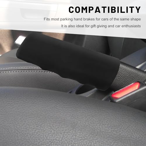 Car Handbrake Cover, Waved Shaped Auto Hand Brake Protector Comfortable Handle Grip Cover, Anti-Slip Silicone Parking Brake Lever Protector Decorative Sleeve for Most Cars (Black)