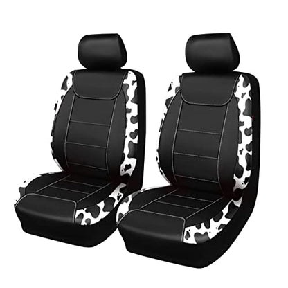 Flying Banner car seat Covers Protects Water Proof Faux Leather Carbon Fiber Fronts Cow Black - color: Cow Black, size: Front Pair -- 2PCS