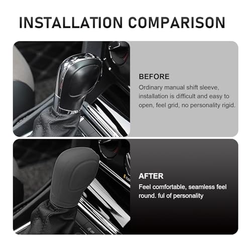 2 PCS Gear Shift Knob Cover, Silicone Anti-slip Scratch-resistant Shift Knob Protector, Water-proof Highly Stretchable Handbrake Cover, for Most Manual Transmission Cars (Black)