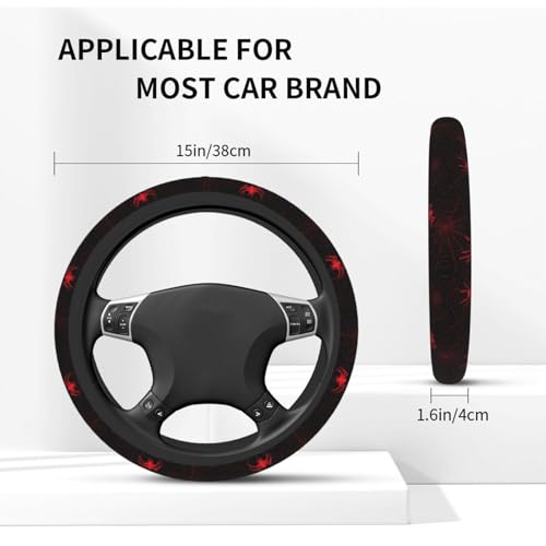 Halloween Steering Wheel Cover Elastic Non-Slip Car Steering Wheel Covers with Seat Belt Shoulder Pad for Women Men - color: Halloween