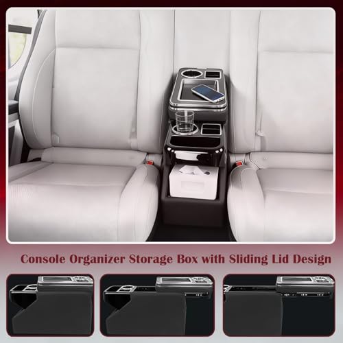 Truck Center Console Organizer Between Seat for Minivans, SUVs, Middle Van Bench Organizer for Floor Between The Back Seat Console 18 Wheelers with Sliding Lid Design - size: 18 Wheelers with Sliding Lid Design