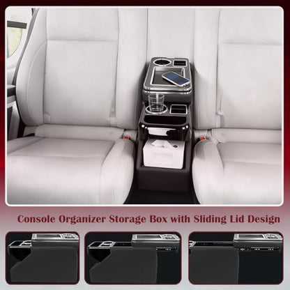 Truck Center Console Organizer Between Seat for Minivans, SUVs, Middle Van Bench Organizer for Floor Between The Back Seat Console 18 Wheelers with Sliding Lid Design - size: 18 Wheelers with Sliding Lid Design