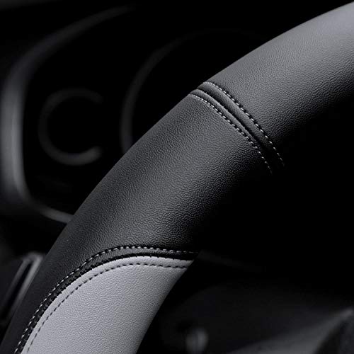 Valleycomfy Microfiber Leather Steering Wheel Cover Large-Size for F150 F250 F350 Ram 4Runner Tacoma Tundra Range Rover Model S X with 15 1/2 inches-16 inches Outer Diameter-Gray - color: Gray, size: Large Size[15.5"-16"]