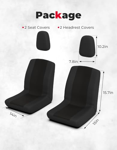 KEMIMOTO UTV Seat Covers, Black Seat Covers with Headrest Covers Compatible with Rhino 700 660 450 2004-2021 All Models - color: Black