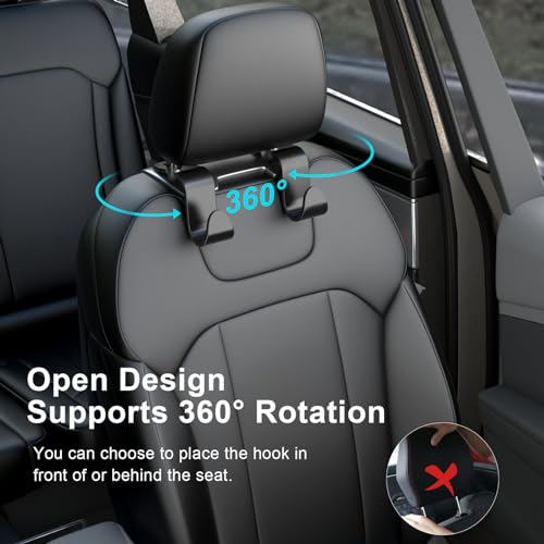 Car Seat Back Hook, Car Headrest Hook, Car Accessories for Interior, 4 Pack Plastic Black Hook, Suitable for Handbags, Shopping Bags, Clothes, Portable Tool Box