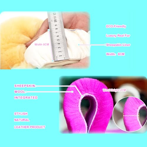 Soft Fluffy Wool Sheepskin car Steering Wheel Cover for Girls Women Universal car 14 1/2-15 1/2inchs (Claret) - color: Claret