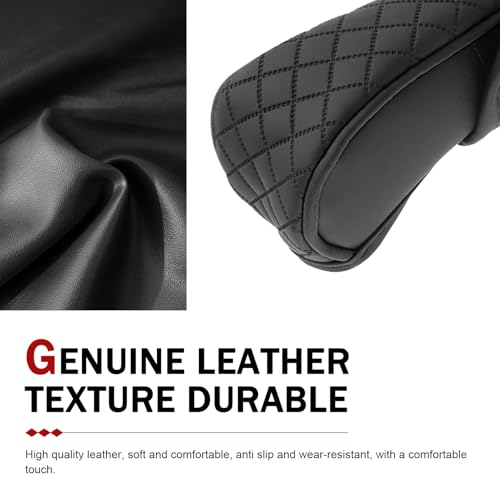 Car Gear Shift Cover, Upgraded Leather Car Gear Shift Knob Cover, Soft Breathable Auto Shifter Stick Protector, Anti-Slip Auto Shifts Handle Transmission Decor, Universal for Most Cars(Black)