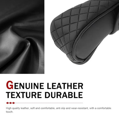 Car Gear Shift Cover, Upgraded Leather Car Gear Shift Knob Cover, Soft Breathable Auto Shifter Stick Protector, Anti-Slip Auto Shifts Handle Transmission Decor, Universal for Most Cars(Black)
