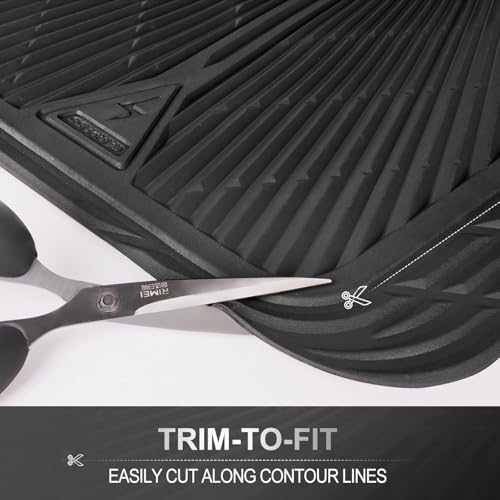 CAR PASS Rubber Floor Mats&Cargo Liner,Waterproof Trucks Mats Heavy Duty,All Weather Trim-to-Fit Automotive Mats for Cars Trucks SUV,Anti-Slip Easy Clean Durable,Full Set 5-Piece,3D Emboss All Black - color: Black Cargo Liner