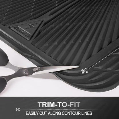 CAR PASS Rubber Floor Mats&Cargo Liner,Waterproof Trucks Mats Heavy Duty,All Weather Trim-to-Fit Automotive Mats for Cars Trucks SUV,Anti-Slip Easy Clean Durable,Full Set 5-Piece,3D Emboss All Black - color: Black Cargo Liner