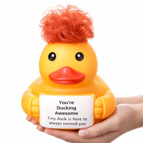 Civaner 7 Inch Emotional Giant Rubber Duck with Positive Message Thank You Gifts Motivational Rubber Duck Gift for Desk, Office, Home Decor Graduation(Who You are) - style: Who You Are