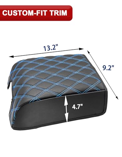 KBH Center Console Armrest Cover for 2004-2014 F150, 2007-2017 Ford Expedition, 2006-2008 Lincoln Mark LT, PU Leather Trim, Anti-Scratch, Black-Blue Stitch (Fits Bucket Seat Console Only) - size: Bucket Seat, 04-14 F150, Blue Stitch