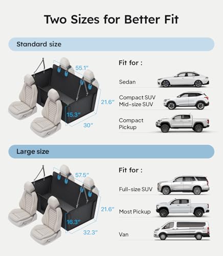 Wigoo Upgrade Soft Dog Car Seat Cover for Back Seat, [Protect Interior, Waterproof & Easy to Clean] Soft Bottom Backseat Dog Car Hammock,Fits Large Sedan SUV Truck Van, Size L, Black