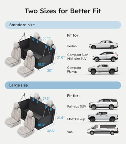 Wigoo Upgrade Soft Dog Car Seat Cover for Back Seat, [Protect Interior, Waterproof & Easy to Clean] Soft Bottom Backseat Dog Car Hammock,Fits Large Sedan SUV Truck Van, Size L, Black