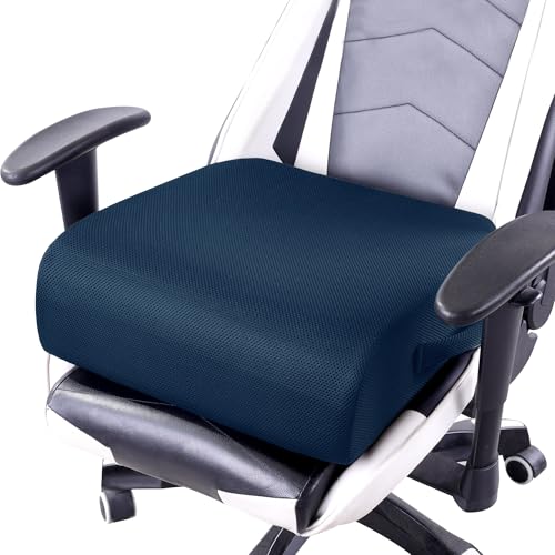 MABOZOO Extra Thick Chair Cushions, Office Chair Booster Seat Cushion to Raise Seat Height for Pain Relief,18 x 16 x 6 inch Non Slip Memory Foam Thick Cushion with Carry Handle（Navy Blue） - color: Navy Blue, size: 18*16*6