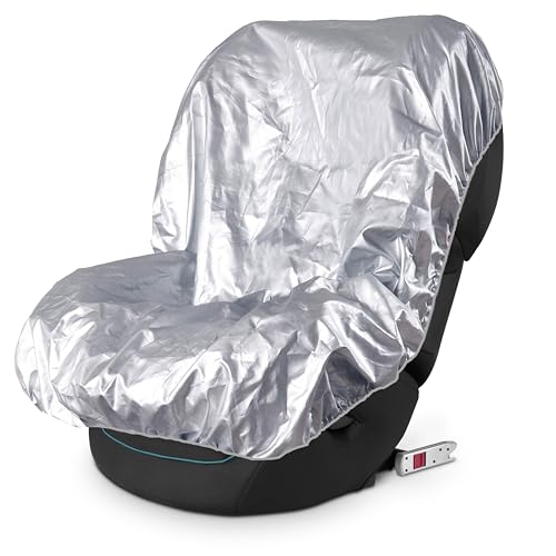 EcoNour Baby Car Seat Sun Shade Cover | Infant Carseat Heat Protector Keeps Toddler Seat at a Cool Temperature | Reflective car seat Sunshade Blocks Out Heat | Baby Travel Accessories - color: Silver