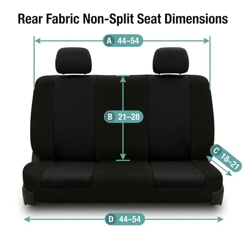 FH Group Rear Solid Bench Automotive Seat Cover | Universal Cloth Seating for SUV, Sedan, Van | Washable Car Seat Covers Interior Accessories - Black - color: Black