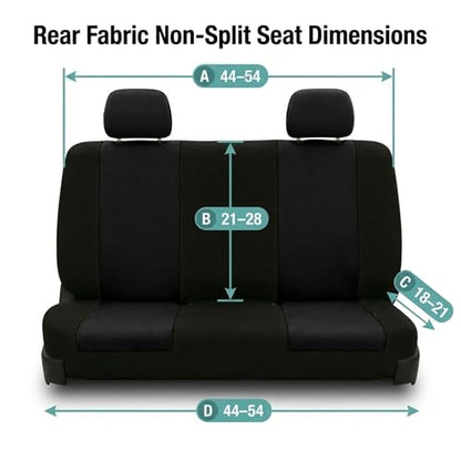 FH Group Rear Solid Bench Automotive Seat Cover | Universal Cloth Seating for SUV, Sedan, Van | Washable Car Seat Covers Interior Accessories - Black - color: Black