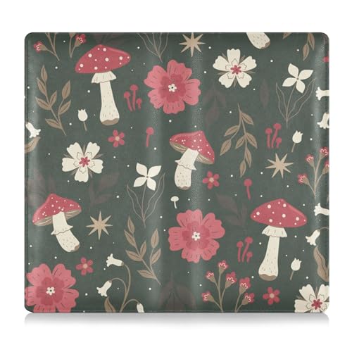 linqin Car Registration and Insurance Card Holder, Forest Mushroom Flower Glove Box Organizer Card Document Wallet - color: Forest Mushroom Flower