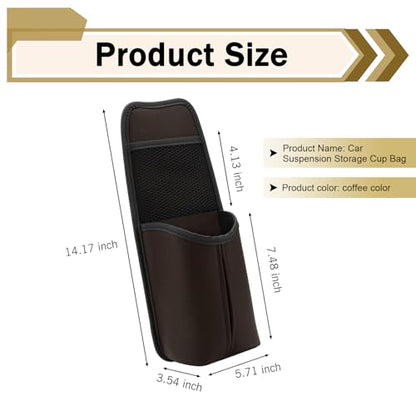 Car Tissue Holder, Car Leather Seat Side Hanging Storage Bag, Waterproof Multifunctional Hanging Card Cup Holder Storage Bag with Mesh Net, Universal for Most Cars (Brown) - color: Brown