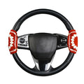 Crochet Steering Wheel Cover, Handmade Red Flower Crochet Fabric Soft Knitted Car Interior Accessories for Women, Cute Steering Wheel Decoration (Red)