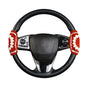 Crochet Steering Wheel Cover, Handmade Red Flower Crochet Fabric Soft Knitted Car Interior Accessories for Women, Cute Steering Wheel Decoration (Red)