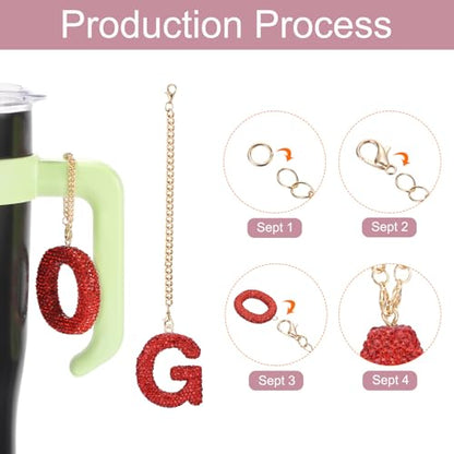 MECCANIXITY Bling Car Letter Charm, Initial G Letter Interior Car Rear View Mirror Decoration Hanging Crystal Ornaments for Women Bags Water Cup DIY Craft, Red - style: Letter G