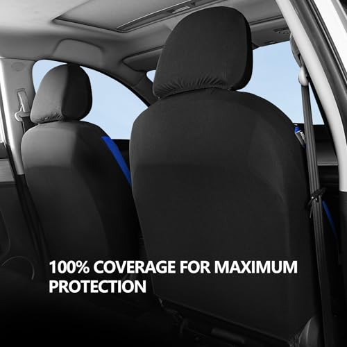 HChengkikz Car Seat Covers Full Set, Waterproof Neoprene Car Seat Covers, Airbag Compatible, All Season Protection Universal Fit Most Cars, Trucks, SUVs (Black + Blue) - color: Black Blue, size: Full Set