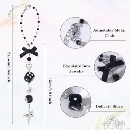 Crystal Car Rearview Mirror Charm - Flower Beaded Pendant, Elegant Hanging Cars Interior Ornament Gift for Women