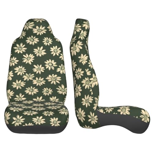 Car Seat Cover Sage Green Daisy Bucket Seat Protection, Easy to Install Seat Covers Cushion for Car Truck Van SUV Hippie Floral Vehicle Cushion Covers Universal Fit - color: Daisy